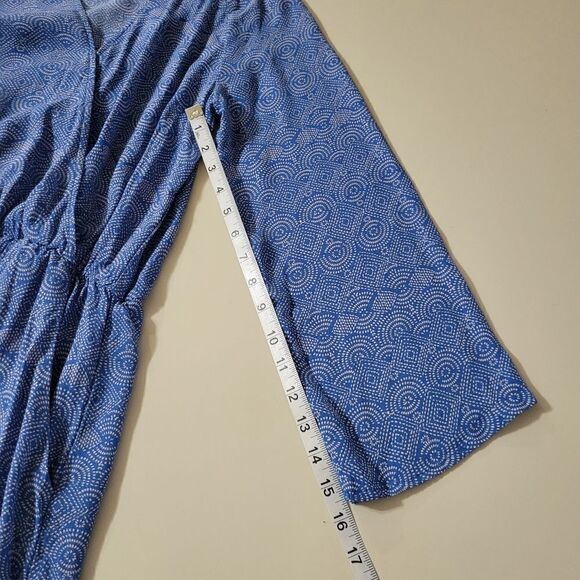 H&M Blue Geometric Print Bell Sleeve V-Neck Romper - Picture 10 of 15